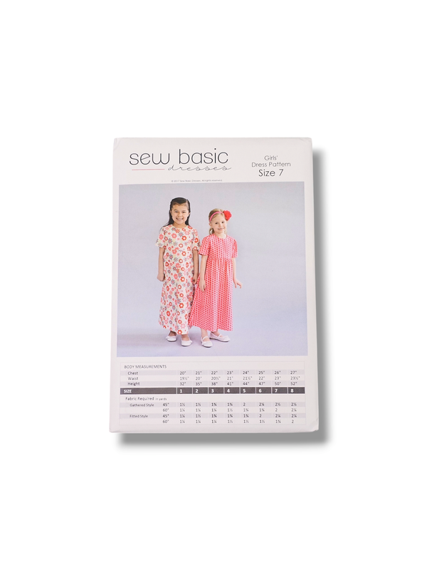 Girls Basic Dress Pattern Size 7
