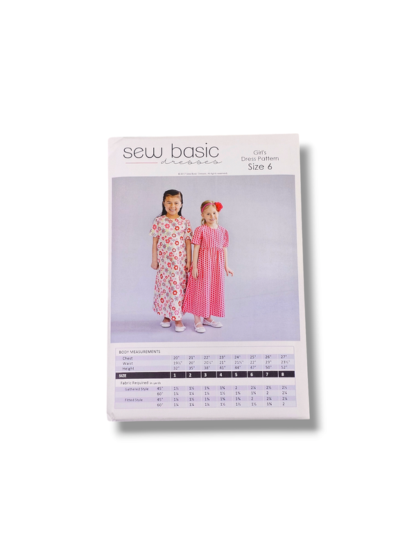 Girls Basic Dress Pattern Size 6