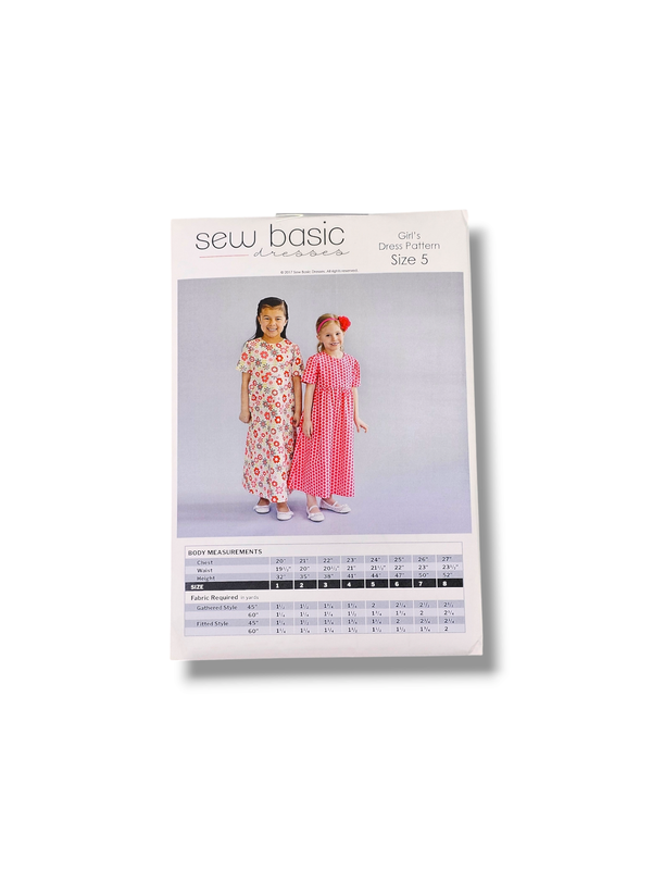 Girls Basic Dress Pattern Size 5