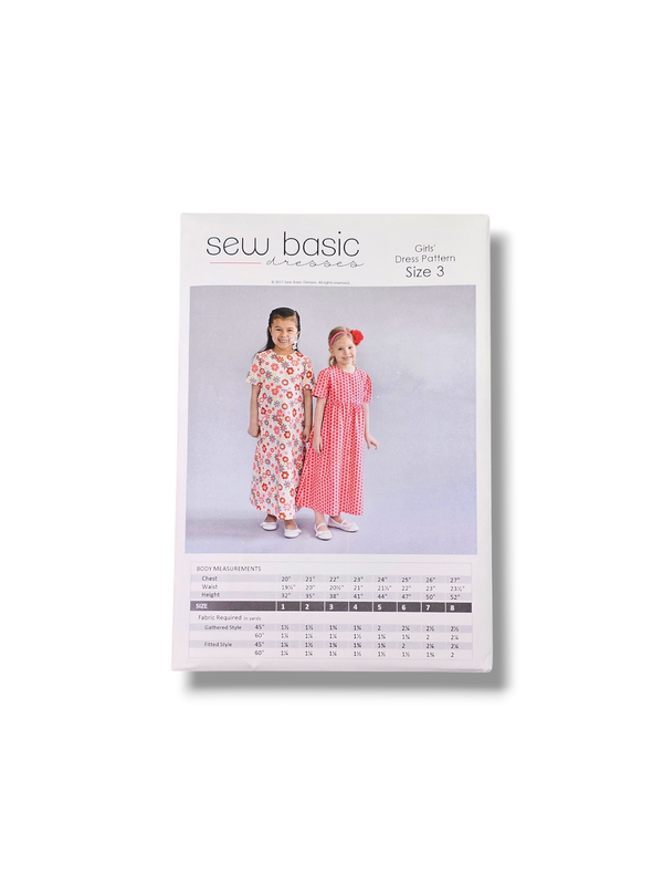 Girls Basic Dress Pattern Size 3