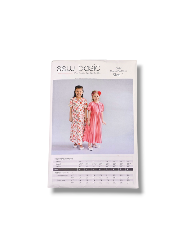 Girls Basic Dress Pattern Size 1