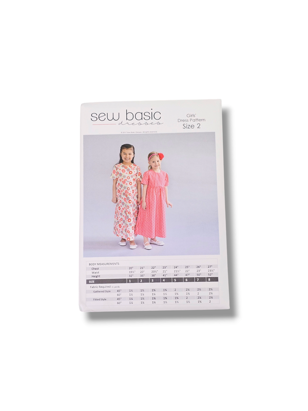 Girls Basic Dress Pattern Size 2