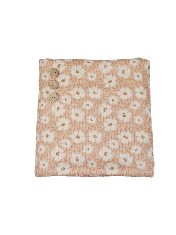 * Unique Design * Mini Poly Ribbed Knit Graceful Petals Apricot