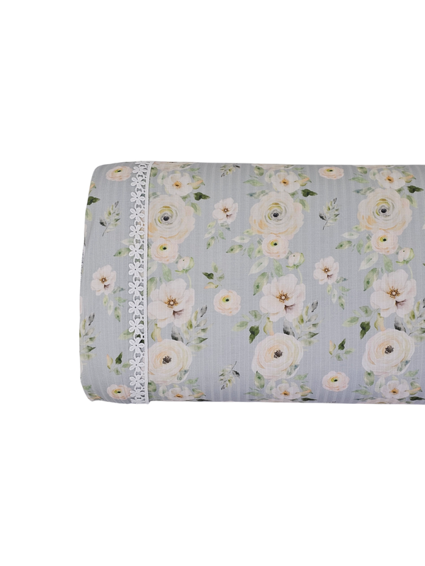 * Unique Design * Ribbed Knit Cotton Feel Pure Petals Pale Green