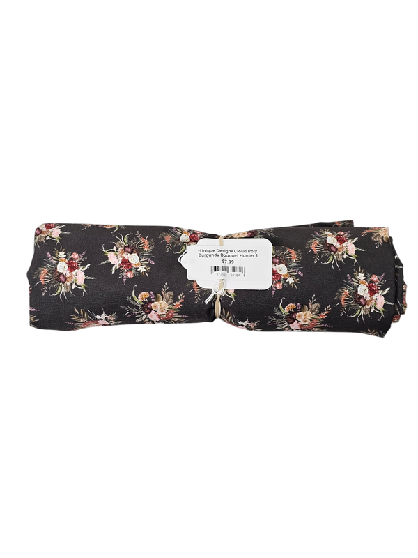 *Unique Design* Cloud Poly Burgundy Bouquet Hunter 1 Yd