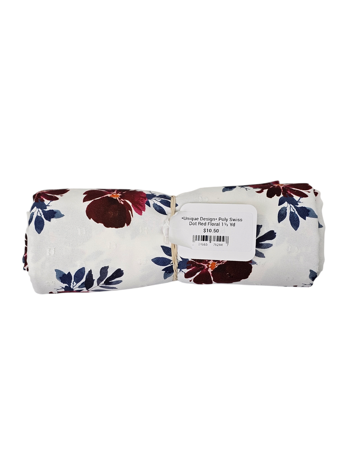 *Unique Design* Poly Swiss Dot Red Floral 1⅓ Yd