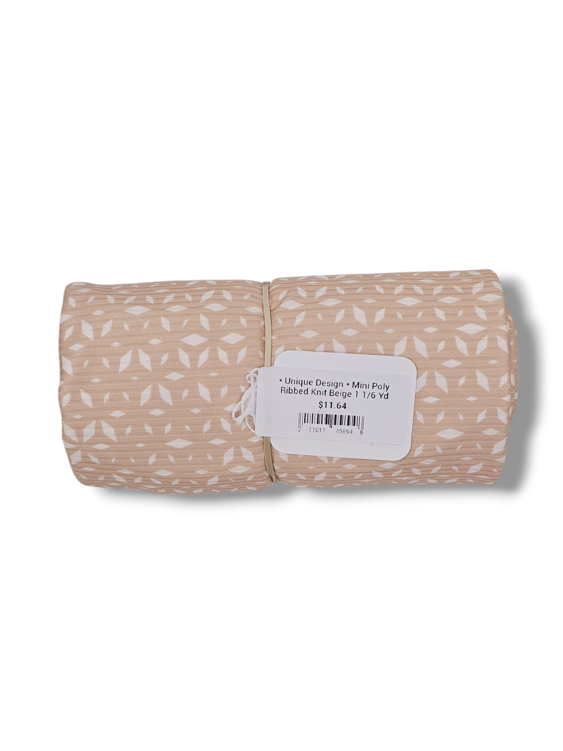 * Unique Design * Mini Poly Ribbed Knit Beige 1 1/6 Yd