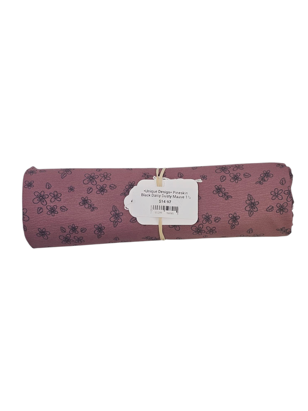 *Unique Design* Pineskin Black Daisy Dusty Mauve 1½ Yd
