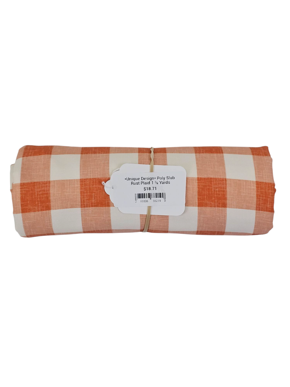 *Unique Design* Poly Slub Rust Plaid 1 ⅞ Yards