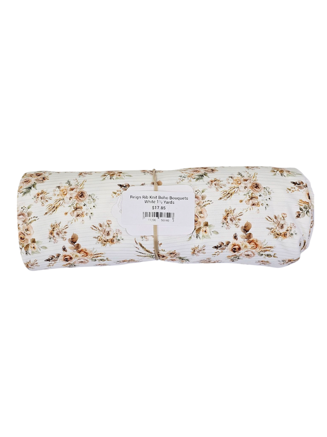 Reign Rib Knit Boho Bouquets White 1½ Yards