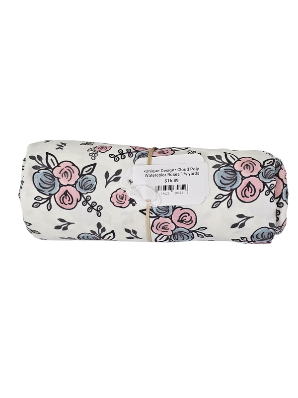 *Unique Design* Cloud Poly Watercolor Roses 1¾ yards
