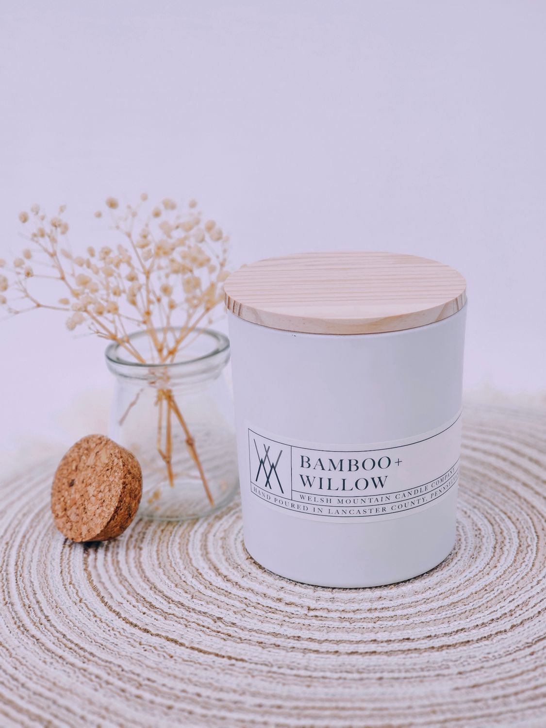 Bamboo + Willow Coconut Wax 16 oz. White Bamboo Lid