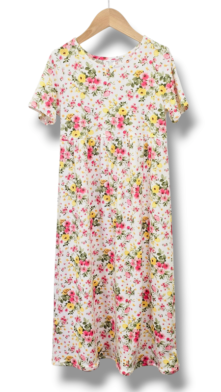 4-5 Yr Dress Brushed Ribbed Knit Spring Blossoms