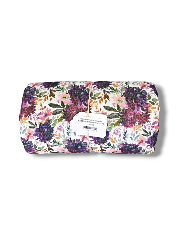 *Unique Design* Missonia Knit Purple Plum Floral 3¼ Yd