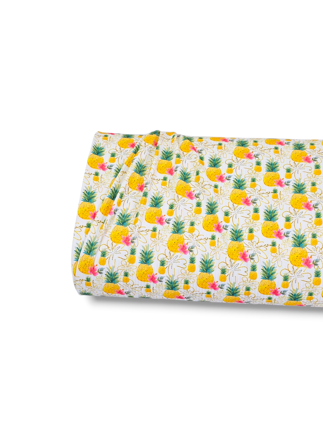 * Unique Design * Willow Ribbed Knit Sm Tropical Pineapple White