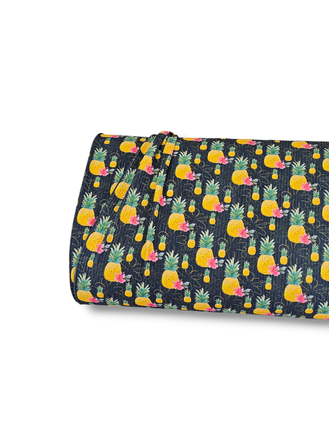 * Unique Design * Willow Ribbed Knit Tropical Pineapple Black
