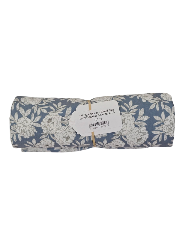 * Unique Design * Cloud Poly Ivory Elegance Silver Blue 1⅜ yards