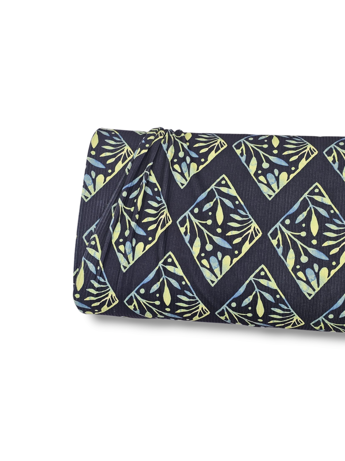 * Unique Design * Willow Ribbed Knit Green Leaf Diamond Black