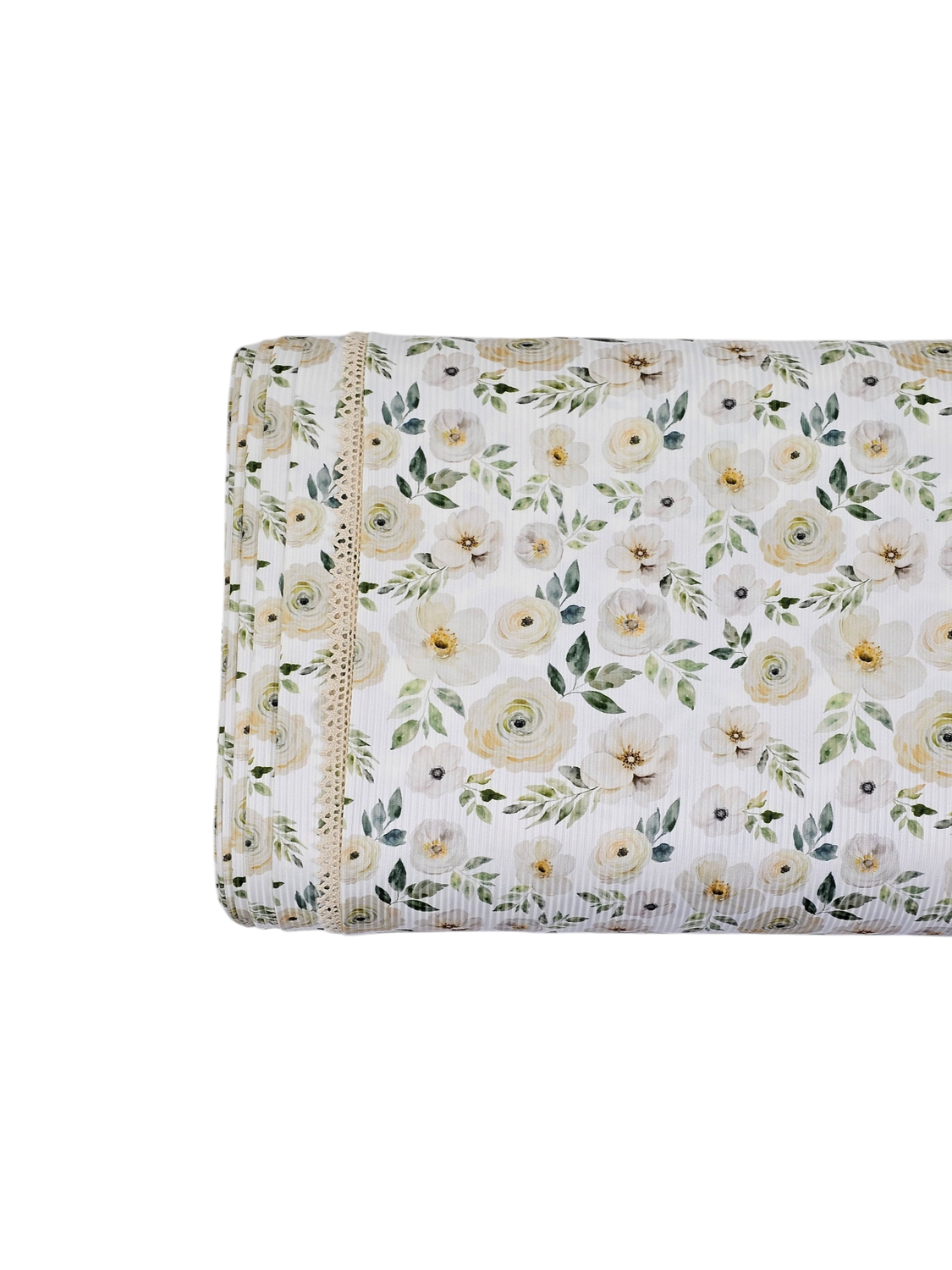 * Unique Design * Mini Poly Ribbed Knit Pure Petals White