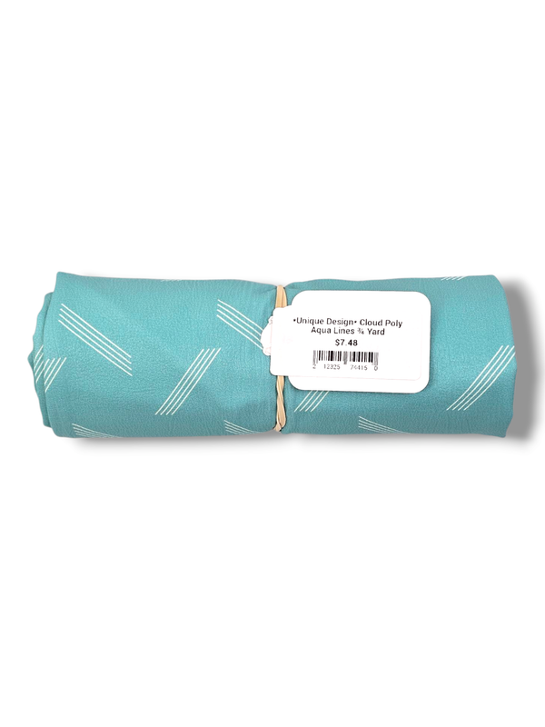 *Unique Design* Cloud Poly Aqua Lines ¾ Yard