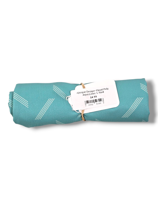 *Unique Design* Cloud Poly Aqua Lines ½ Yard