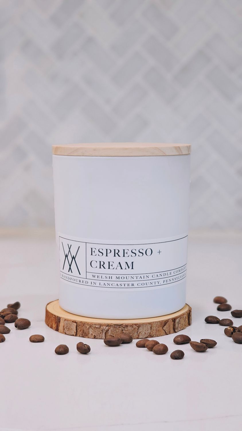 Espresso + Cream Coconut Wax Candle 16 oz. White Bamboo Lid