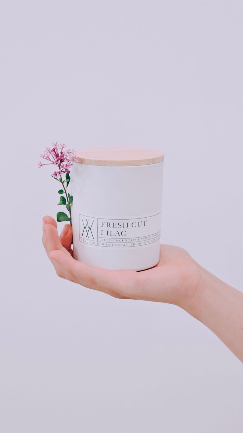 Fresh Cut Lilac Coconut Wax Candle 16 oz. White Bamboo Lid