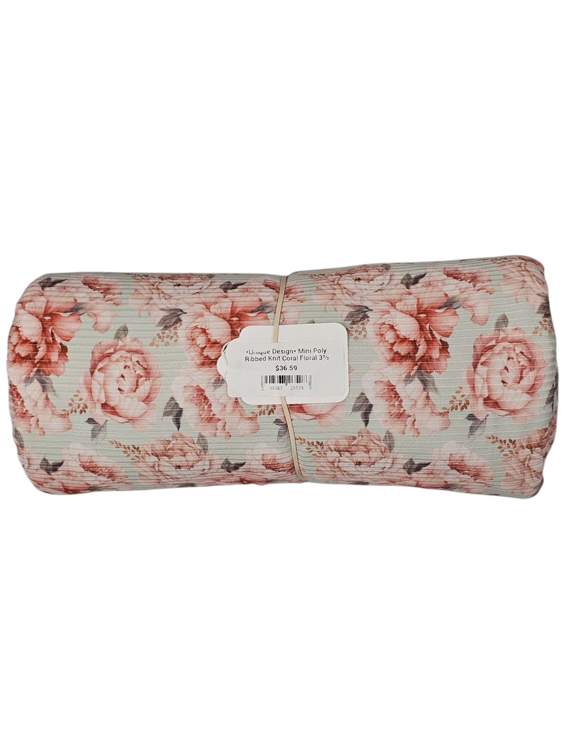 *Unique Design* Mini Poly Ribbed Knit Coral Floral 3⅔ yards
