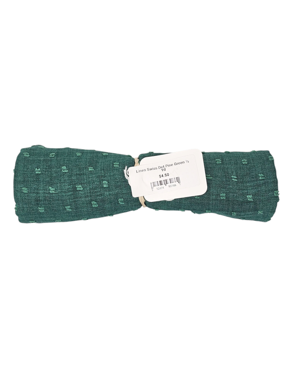 Linen Swiss Dot Pine Green ½ Yd