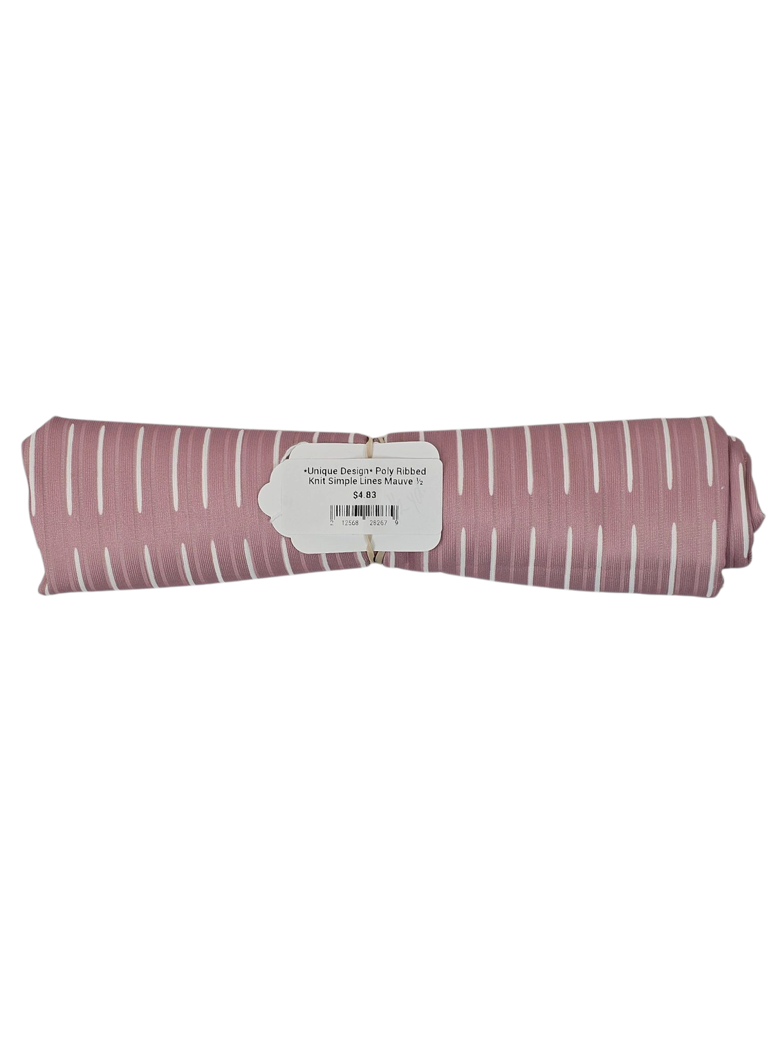 *Unique Design* Poly Ribbed Knit Simple Lines Mauve ½ Yd
