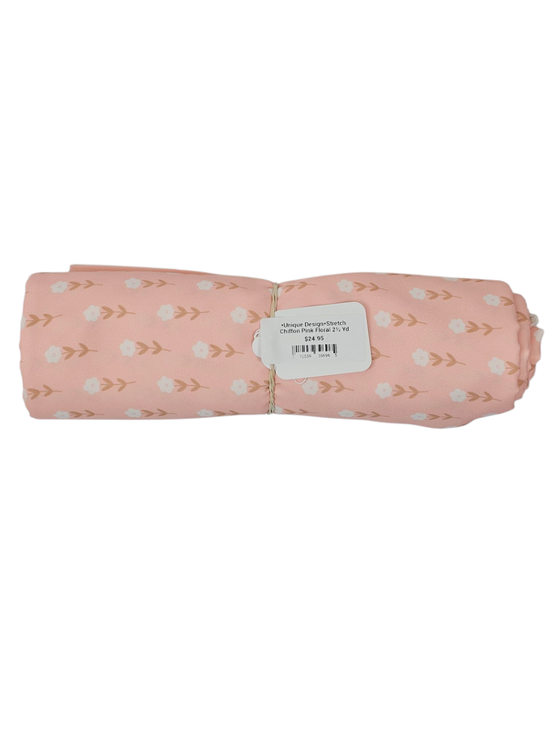 *Unique Design*Stretch Chiffon Pink Floral 2½ Yd