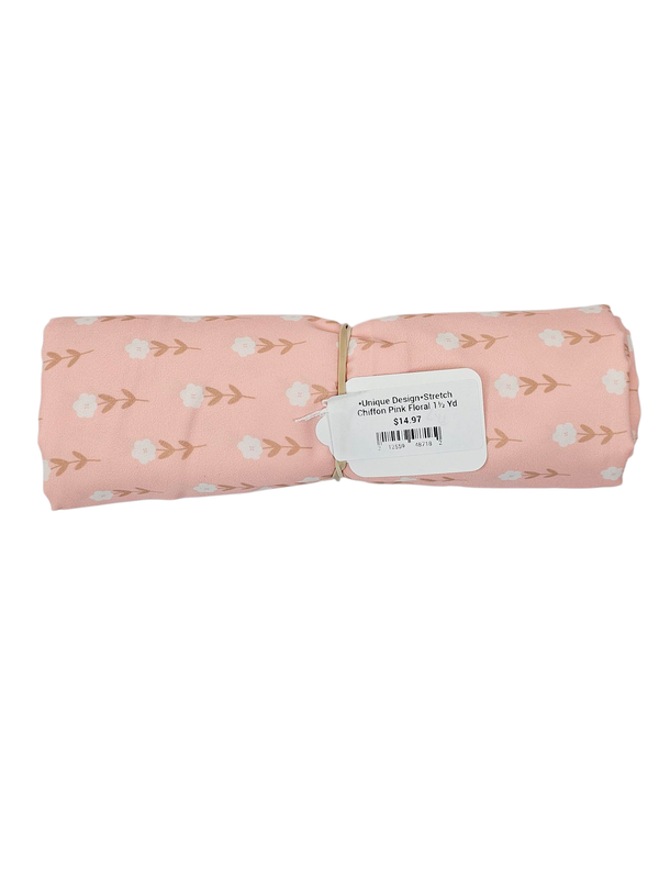 *Unique Design*Stretch Chiffon Pink Floral 1½ Yd