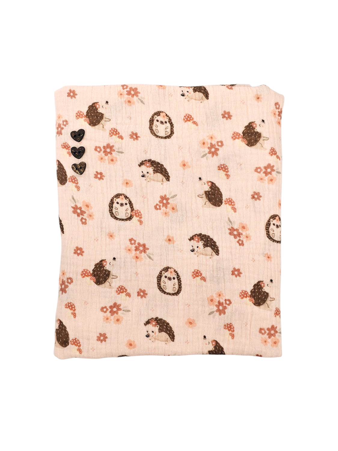 * Unique Design * Cotton Muslin Hedgehog Hollow Pink