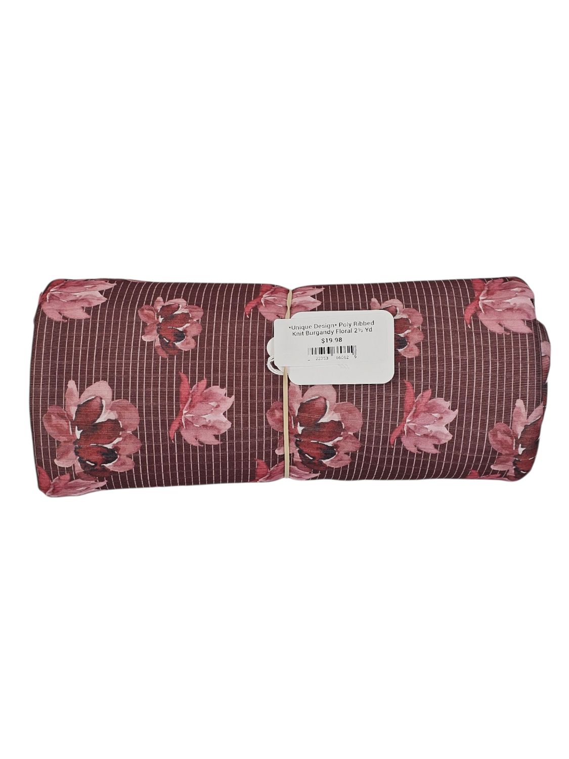 *Unique Design* Poly Ribbed Knit Burgandy Floral 2½ Yd
