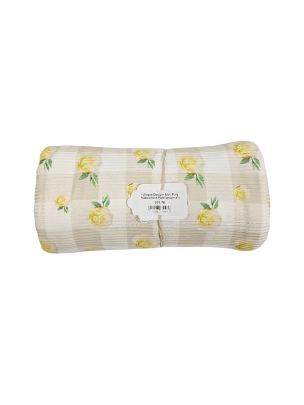 *Unique Design* Mini Poly Ribbed Knit Plaid Yellow 3½ Yd