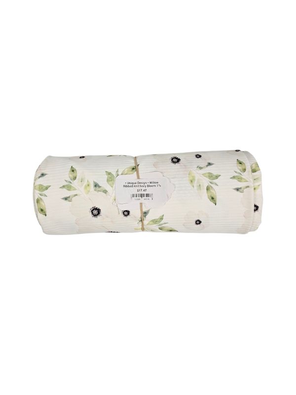 * Unique Design * Willow Ribbed Knit Ivory Bloom 1¾ Yd