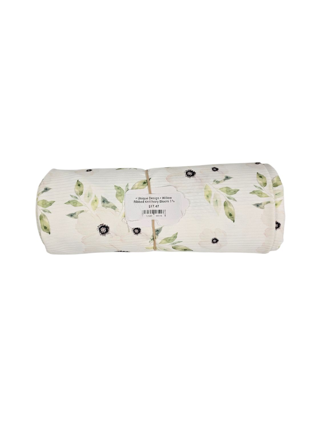 * Unique Design * Willow Ribbed Knit Ivory Bloom 1¾ Yd