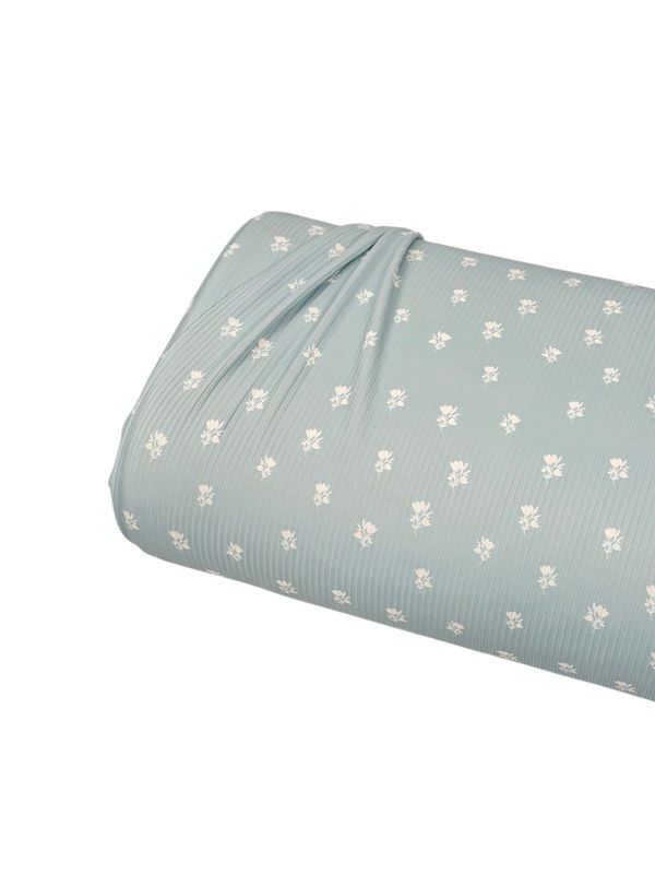 *Unique Design* Willow Ribbed Knit Delicate Bloom Soft Blue
