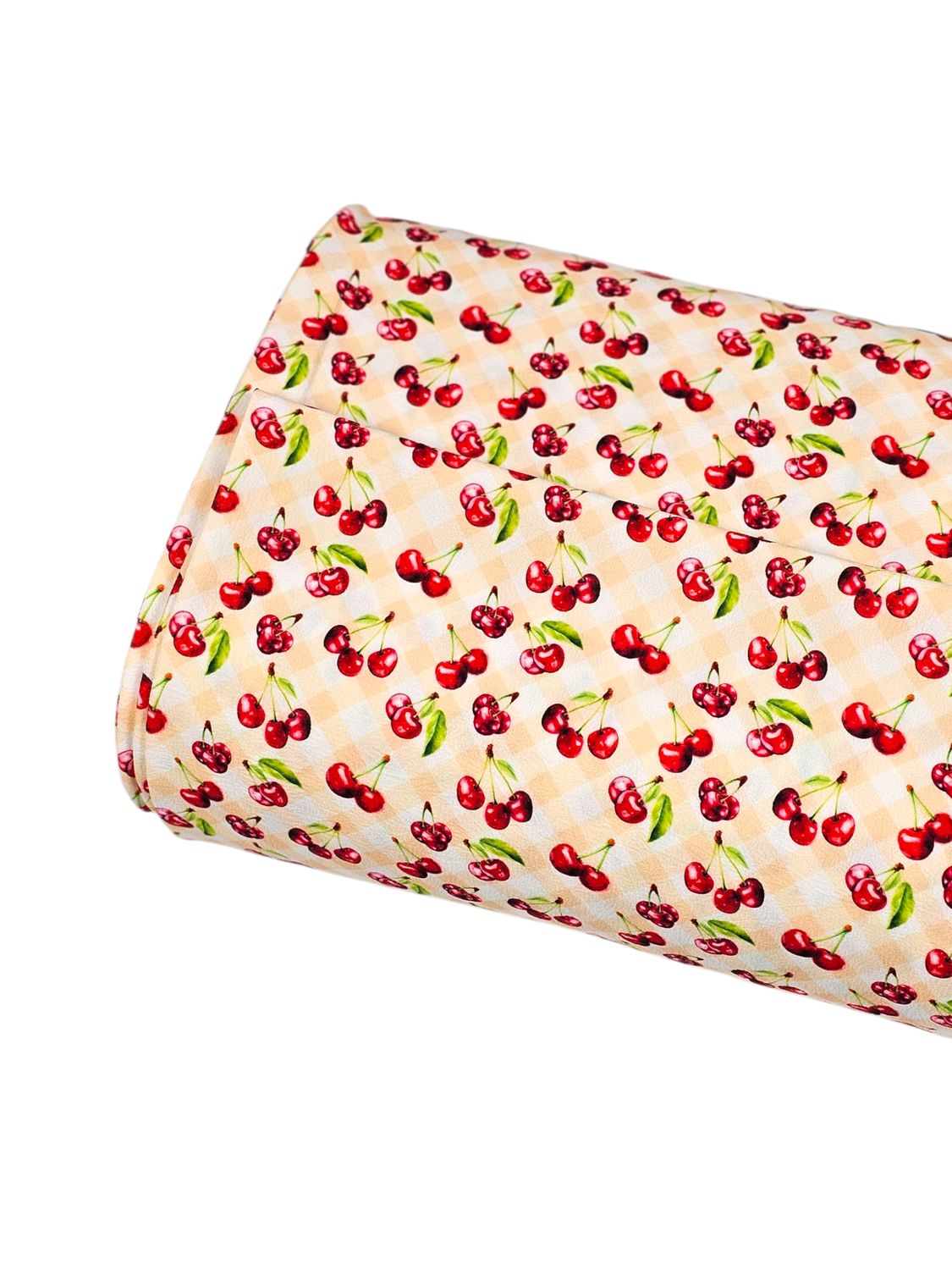 *Unique Design* Cloud Poly Cheery Cherry Check Peach