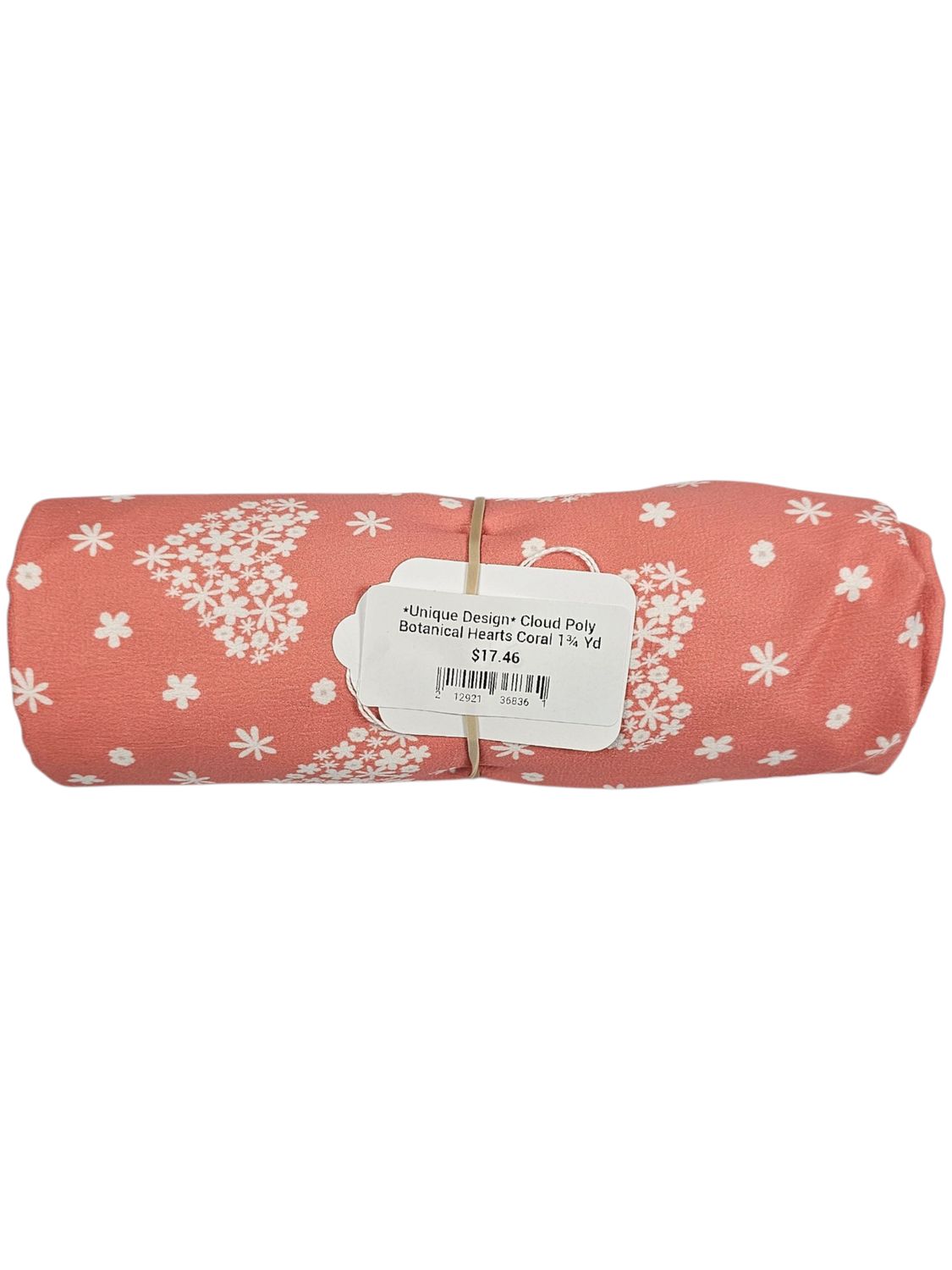*Unique Design* Cloud Poly Botanical Hearts Coral 1¾ Yd