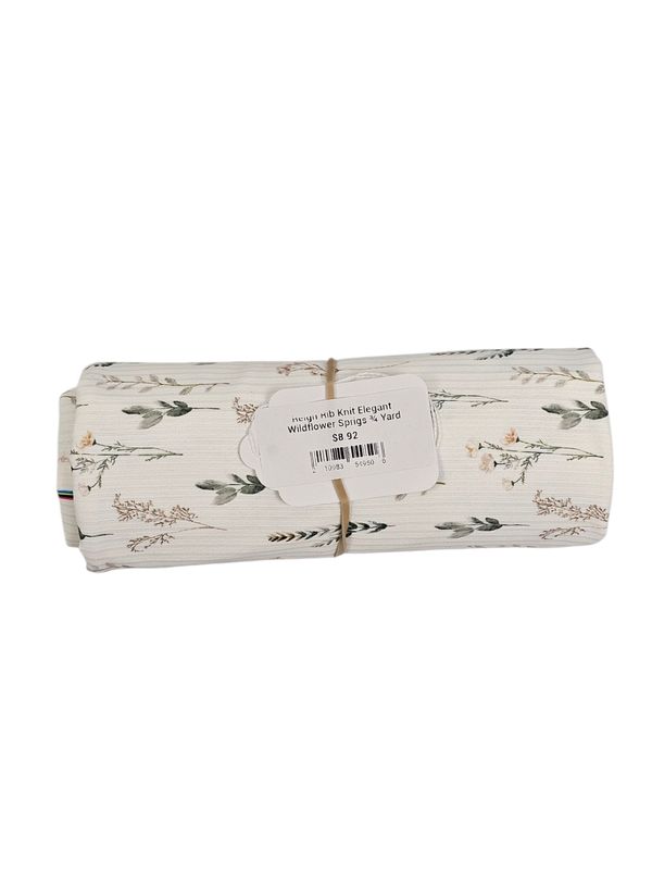 Reign Rib Knit Elegant Wildflower Sprigs ¾ Yard