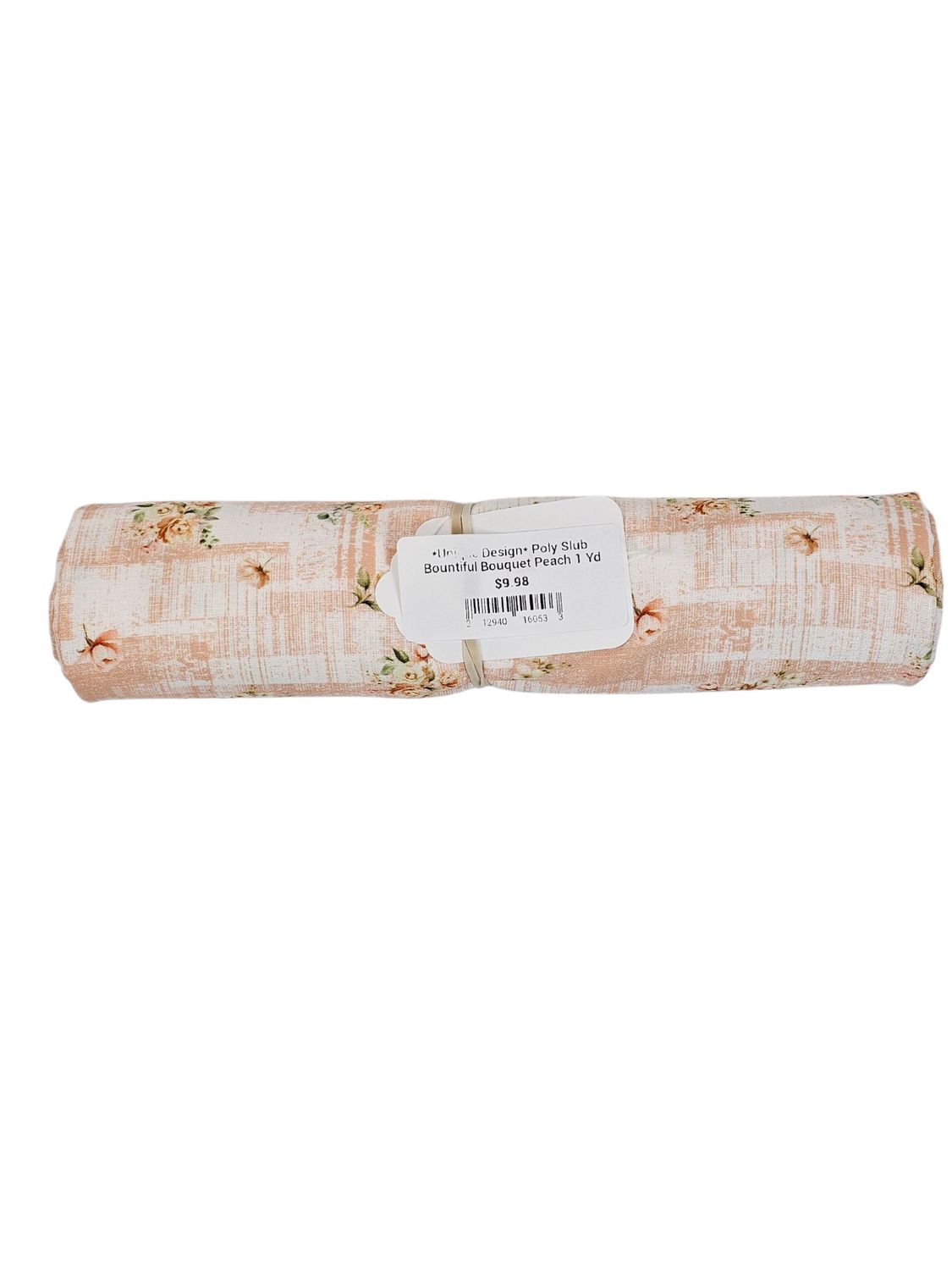 *Unique Design* Poly Slub Bountiful Bouquet Peach 1 Yd