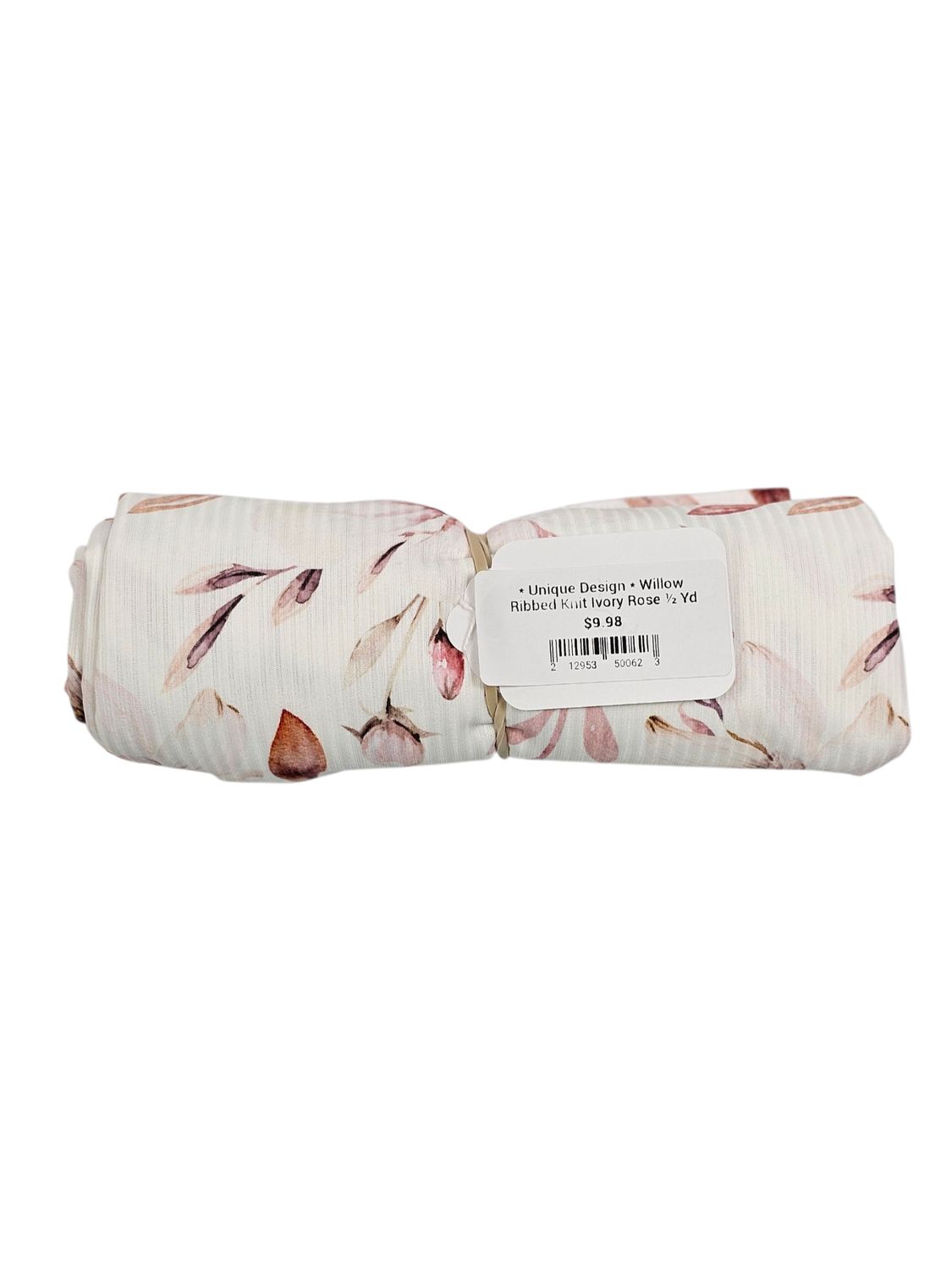 * Unique Design * Willow Ribbed Knit Ivory Rose ½ Yd