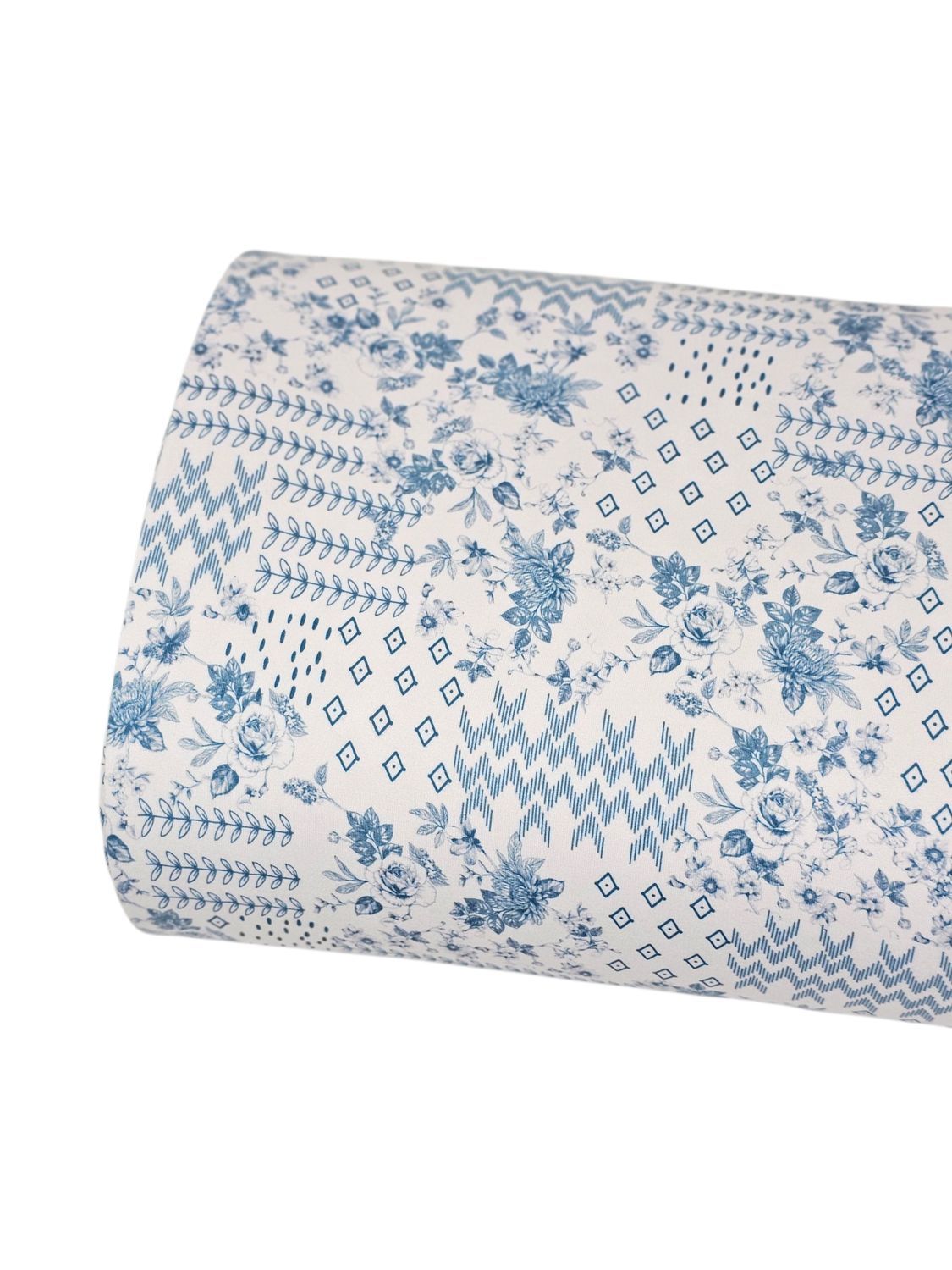 *Unique Design* Double Brushed Poly Abstract Vintage Blooms Steel Blue