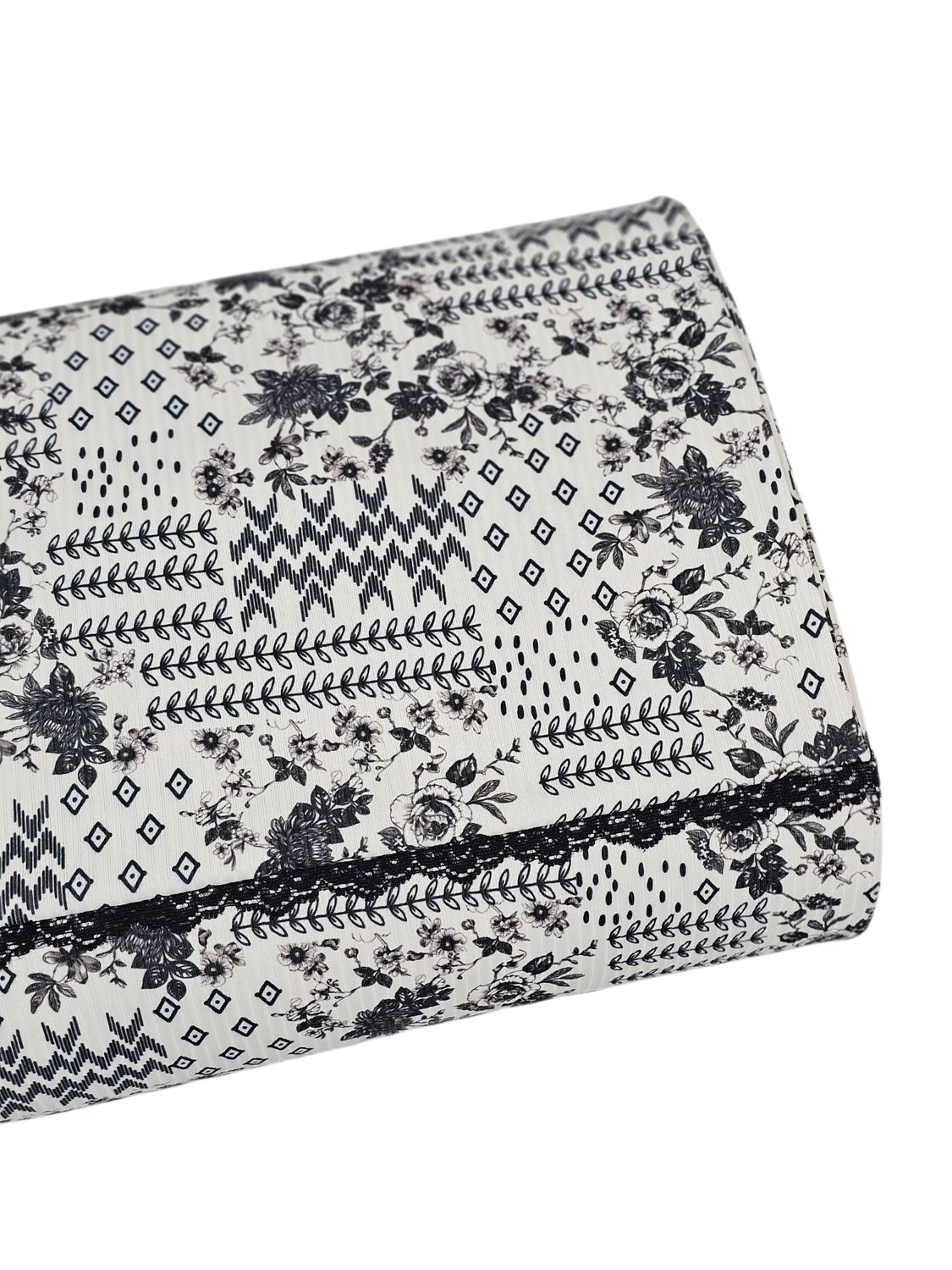 *Unique Design* Willow Ribbed Knit Abstract Vintage Blooms Black