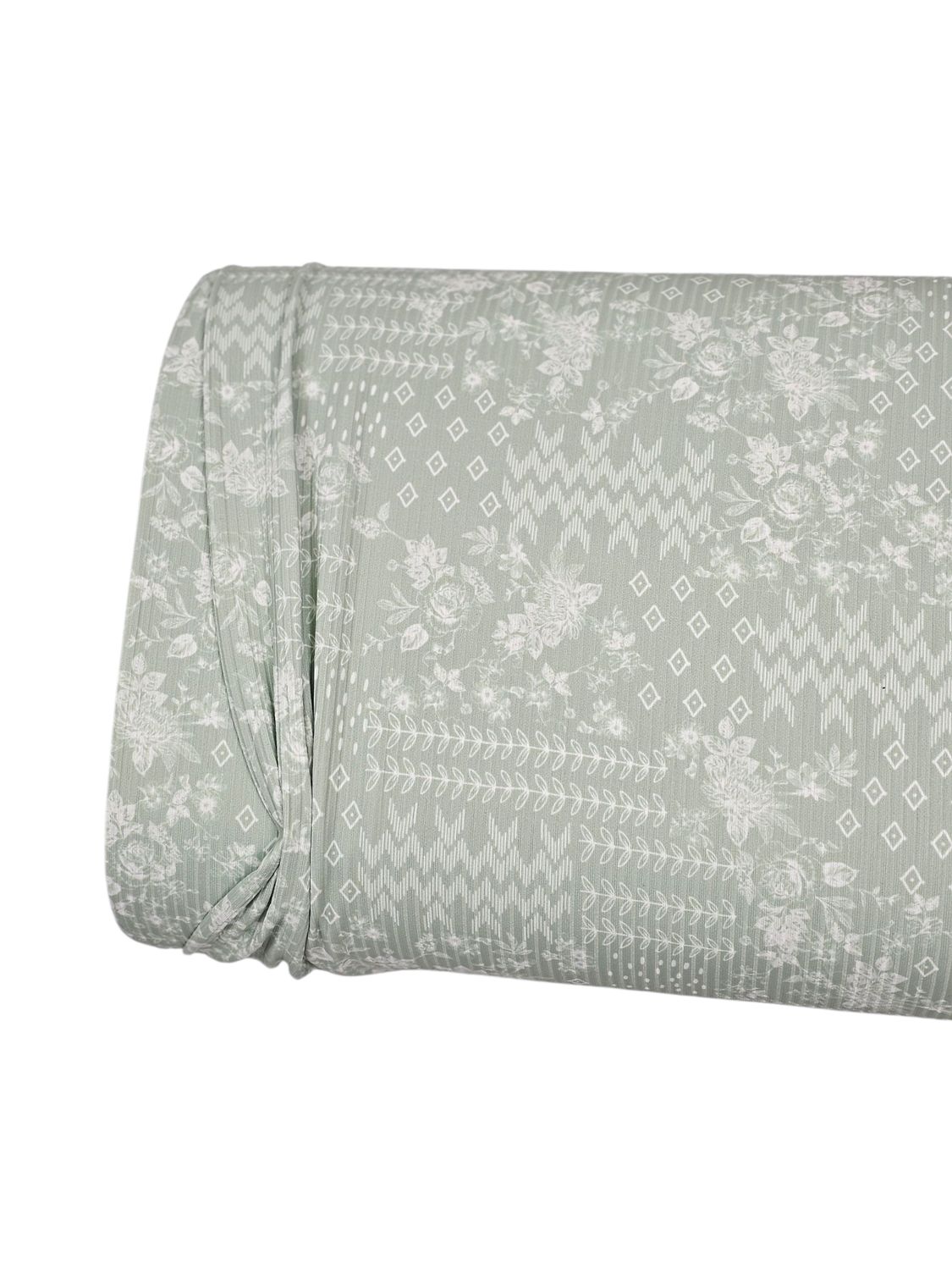 *Unique Design* Willow Ribbed Knit Abstract Vintage Blooms Mint