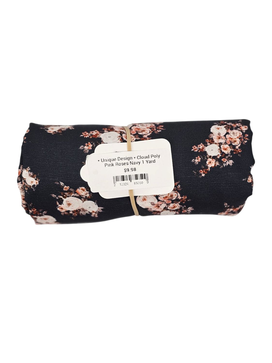 * Unique Design * Cloud Poly Pink Roses Navy 1 Yard