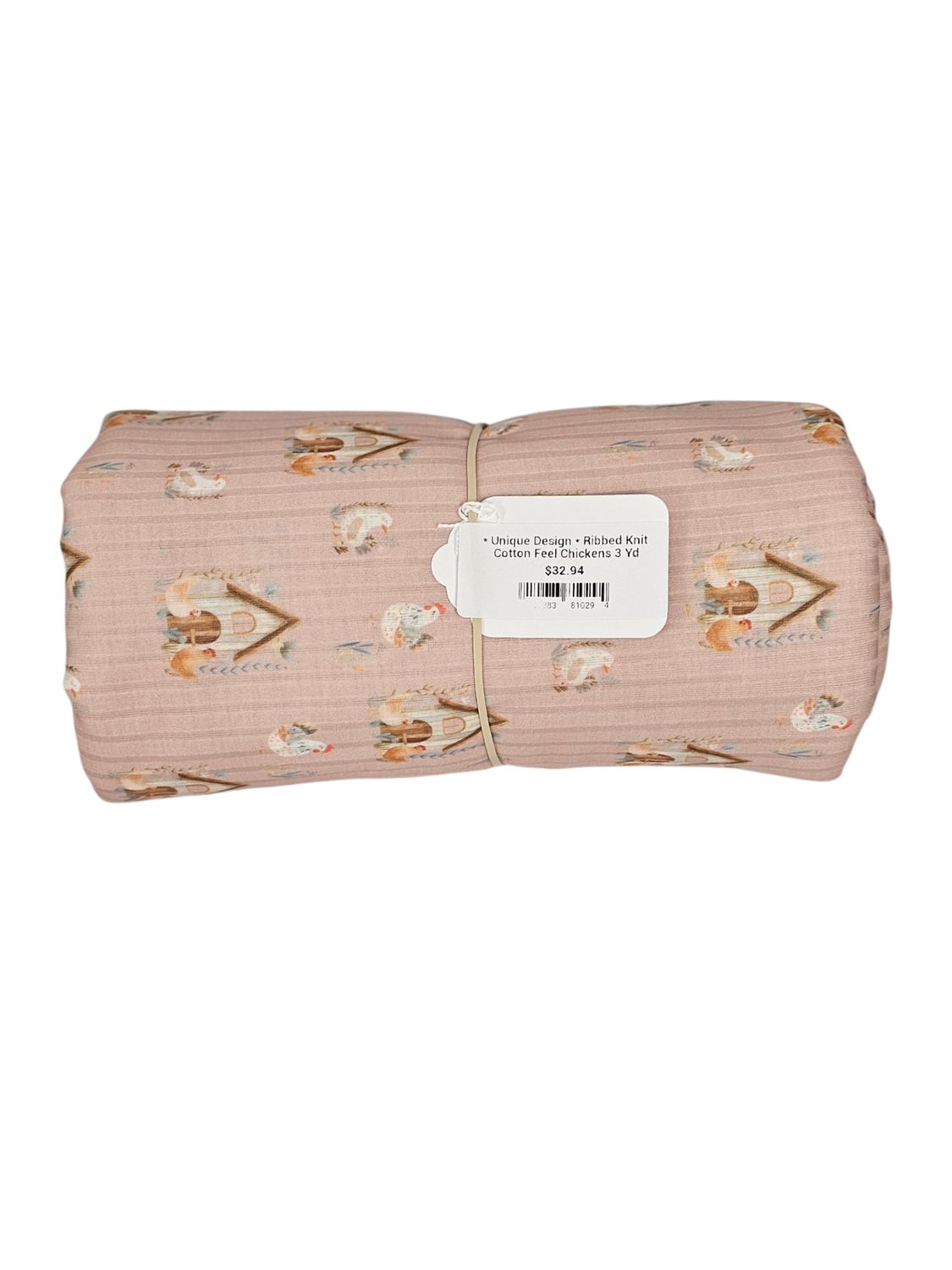 * Unique Design * Ribbed Knit Cotton Feel Chickens 3 Yd