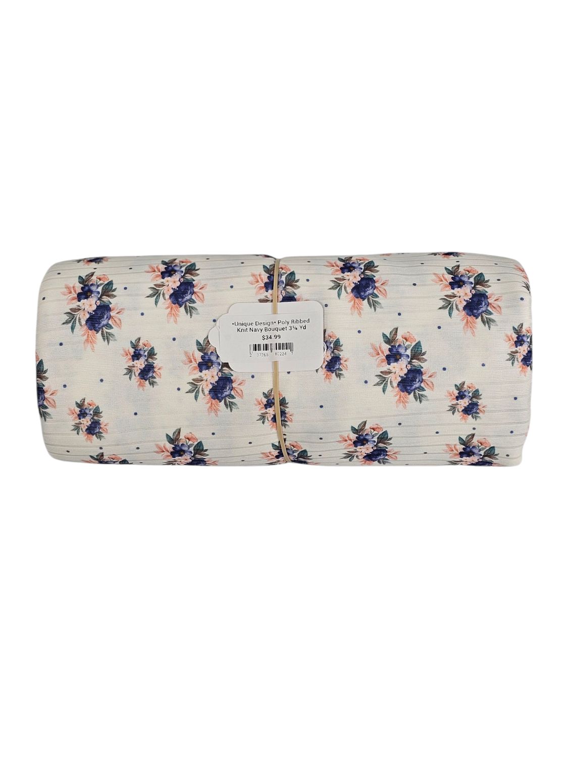 *Unique Design* Poly Ribbed Knit Navy Bouquet 3⅝ Yd