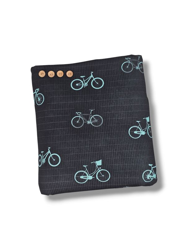 *Unique Design* Willow Ribbed Knit Petal Path Black + Aqua